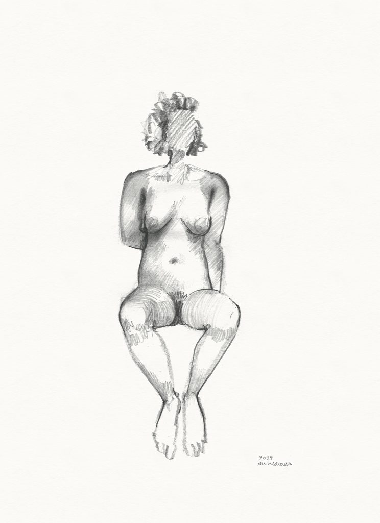 Life Drawing poses of a female model